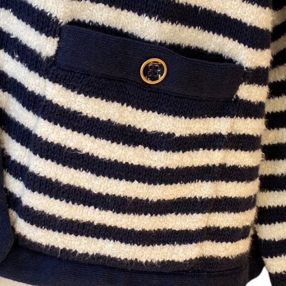 J Crew Nautical Striped Chenille Open Front Cardigan French Girl Coastal Peppy-M - Picture 5 of 16